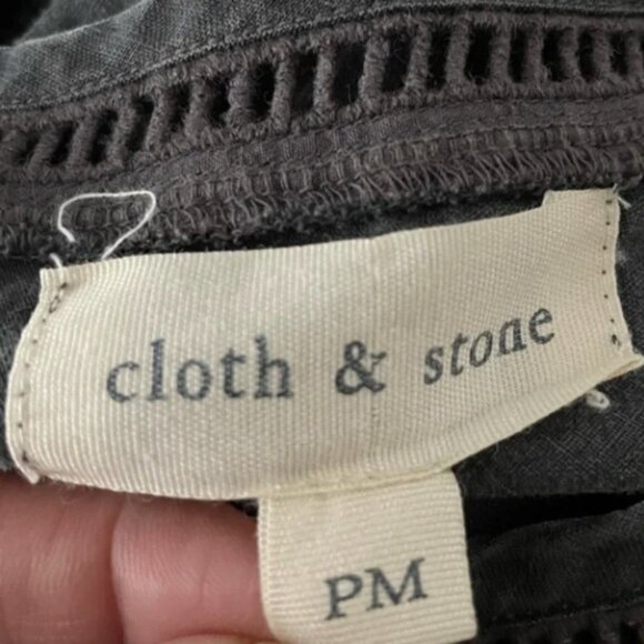 Cloth & Stone Khaki sleeveless V-Neck Straight Leg Tie Waist Jumpsuit Size PMed. - Picture 8 of 9